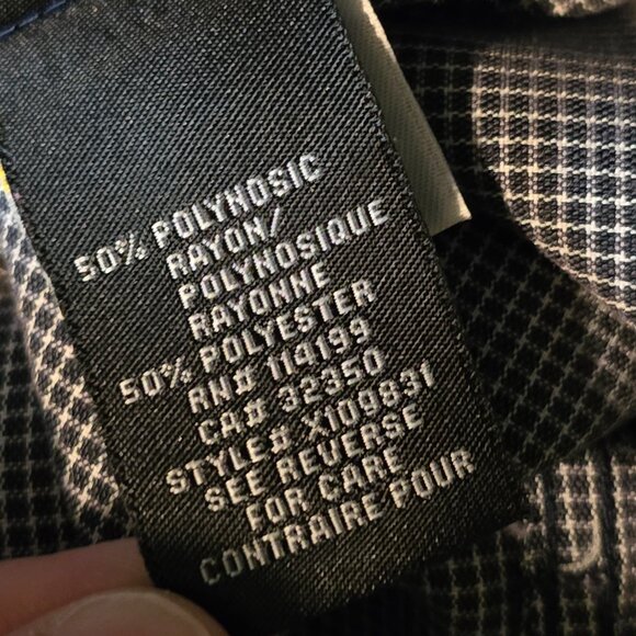 Quiksilver Shirt Men Medium Grey Button Up Check Rayon Blend Beach Vacation Y2k - Picture 9 of 10